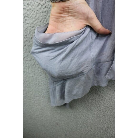 LOGO by Lori Goldstein Sleeveless Gray Silky Open Front Overlay-1X-Boho-Pockets - Picture 7 of 14